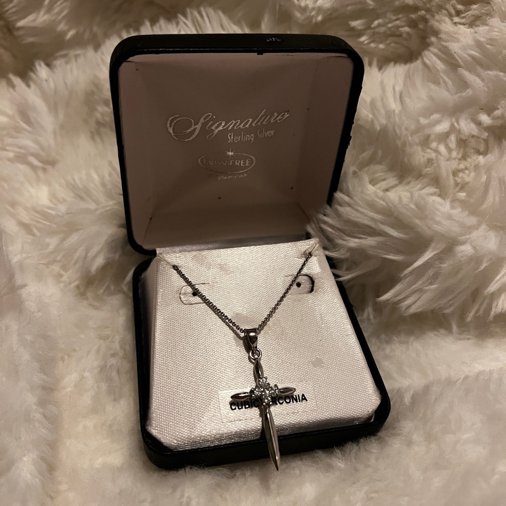 Signature Silver Cross Pendant Necklace